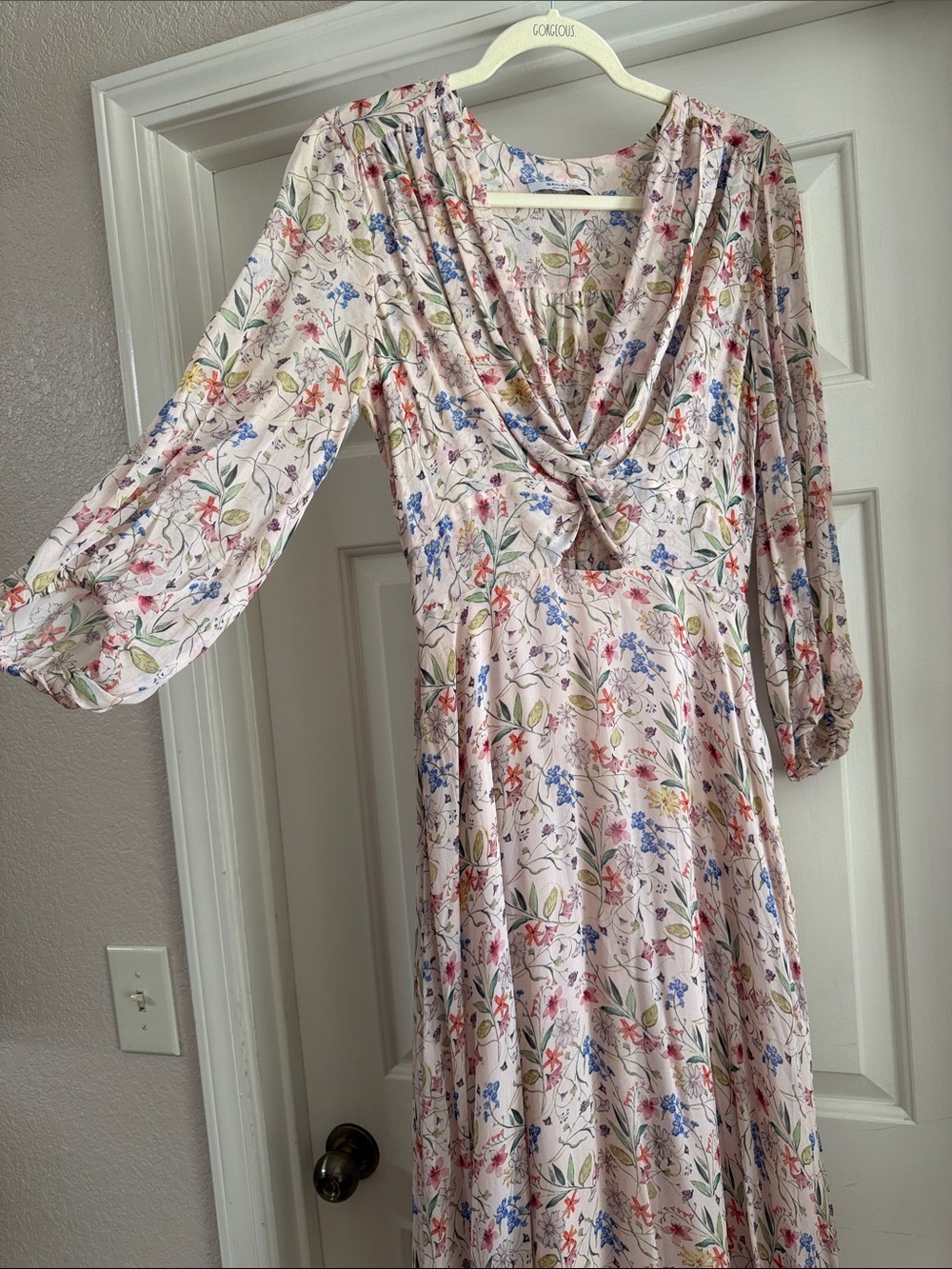 Bailey 44 - Floral V-Neck Long Sleeve Midi Dress - Pink Floral (small)